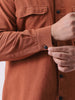 Plus Men's Rust Cotton Full Sleeve Relaxed Fit Shacket with Utility Pockets