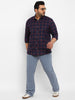 Plus Men's Navy Blue Cotton Full Sleeve Regular Fit Casual Checkered Shirt