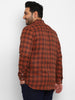 Plus Men's Orange Cotton Full Sleeve Regular Fit Casual Checkered Shirt