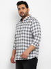 Plus Men's White Cotton Full Sleeve Regular Fit Casual Checkered Shirt