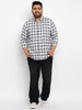Plus Men's White Cotton Full Sleeve Regular Fit Casual Checkered Shirt