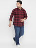 Urbano Plus Men's Red Cotton Full Sleeve Regular Fit Casual Checkered Shirt