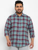 Plus Men's Maroon Cotton Full Sleeve Regular Fit Casual Checkered Shirt