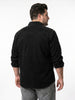Plus Men's Black Corduroy Full Sleeve Regular Fit Solid Overshirt with Utility Pockets