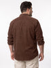 Plus Men's Brown Corduroy Full Sleeve Regular Fit Solid Overshirt with Utility Pockets