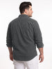 Plus Men's Grey Corduroy Full Sleeve Regular Fit Solid Overshirt with Utility Pockets