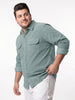 Plus Men's Light Blue Corduroy Full Sleeve Regular Fit Solid Overshirt with Utility Pockets