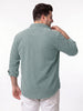 Plus Men's Light Blue Corduroy Full Sleeve Regular Fit Solid Overshirt with Utility Pockets