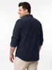 Plus Men's Navy Corduroy Full Sleeve Regular Fit Solid Overshirt with Utility Pockets