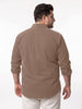 Plus Men's Taupe Corduroy Full Sleeve Regular Fit Solid Overshirt with Utility Pockets