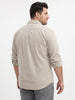 Plus Men's White Corduroy Full Sleeve Regular Fit Solid Overshirt with Utility Pockets