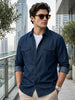 Plus Men's Dark Blue Full Sleeve Regular Fit Casual Denim Shirt