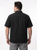 Plus Men's Black Oversized Fit Half Sleeve Solid Casual Denim Shirt