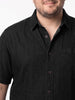 Plus Men's Black Oversized Fit Half Sleeve Solid Casual Denim Shirt
