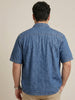 Plus Men's Blue Oversized Fit Half Sleeve Solid Casual Denim Shirt