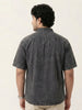 Plus Men's Grey Oversized Fit Half Sleeve Solid Casual Denim Shirt