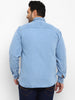 Plus Men's Light Blue Full Sleeve Regular Fit Casual Denim Shirt