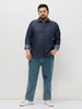 Plus Men's Dark Blue Regular Fit Full Sleeve Solid Denim Shirt