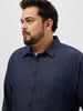 Plus Men's Dark Blue Regular Fit Full Sleeve Solid Denim Shirt