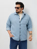 Plus Men's Ice Blue Regular Fit Full Sleeve Solid Denim Shirt