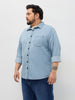 Plus Men's Ice Blue Regular Fit Full Sleeve Solid Denim Shirt