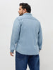 Plus Men's Ice Blue Regular Fit Full Sleeve Solid Denim Shirt