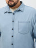 Plus Men's Ice Blue Regular Fit Full Sleeve Solid Denim Shirt