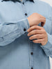 Plus Men's Ice Blue Regular Fit Full Sleeve Solid Denim Shirt
