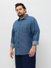 Plus Men's Blue Regular Fit Full Sleeve Solid Denim Shirt