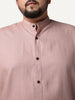 Plus Men's Dusty Pink Linen Blend Full Sleeve Relaxed Fit Mandarin Collar Casual Solid Shirt