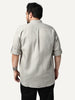 Plus Men's Grey Linen Blend Full Sleeve Relaxed Fit Mandarin Collar Casual Solid Shirt