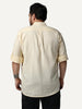 Plus Men's Tender Yellow Linen Blend Full Sleeve Relaxed Fit Mandarin Collar Casual Solid Shirt