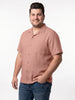 Plus Men's Dusty Pink Linen Half Sleeve Oversized Fit Shirt with Cuban Collar