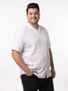 Plus Men's White Linen Half Sleeve Oversized Fit Shirt with Cuban Collar
