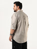 Plus Men's Grey Linen Blend Full Sleeve Relaxed Fit Casual Solid Shirt
