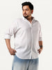 Plus Men's White Linen Blend Full Sleeve Relaxed Fit Casual Solid Shirt