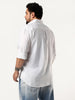 Plus Men's White Linen Blend Full Sleeve Relaxed Fit Casual Solid Shirt