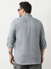 Plus Men's Metallic Blue Linen Blend Full Sleeve Relaxed Fit Mandarin Collar Casual Solid Shirt
