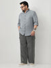 Plus Men's Metallic Blue Linen Blend Full Sleeve Relaxed Fit Mandarin Collar Casual Solid Shirt