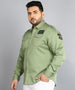 Urbano Plus Men's Green Cotton Full Sleeve Regular Fit Casual Solid Shirt