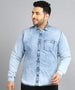 Urbano Plus Men's Ice Blue Denim Full Sleeve Regular Fit Washed Casual Shirt