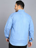 Plus Men's Ice Blue Denim Full Sleeve Regular Fit Washed Casual Shirt