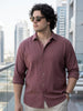 Plus Men's Mauve Cotton Full Sleeve Regular Fit Textured Shirt with Spread Collar