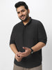 Men's Charcoal Cotton Full Sleeve Regular Fit Casual Solid Shirt with Band Collar
