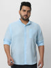 Men's Light Blue Cotton Full Sleeve Regular Fit Casual Solid Shirt with Band Collar