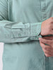 Plus Men's Mint Cotton Full Sleeve Regular Fit Casual Solid Shirt with Band Collar