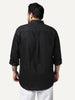 Plus Men's Black Cotton Full Sleeve Regular Fit Solid Oxford Shirt With Button-Down Collar