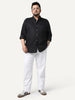 Plus Men's Black Cotton Full Sleeve Regular Fit Solid Oxford Shirt With Button-Down Collar