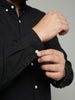 Plus Men's Black Cotton Full Sleeve Regular Fit Solid Oxford Shirt With Button-Down Collar