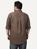 Plus Men's Brown Cotton Full Sleeve Regular Fit Solid Oxford Shirt With Button-Down Collar
